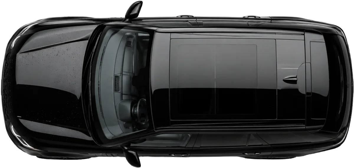 Black SUV seen from above after a detail